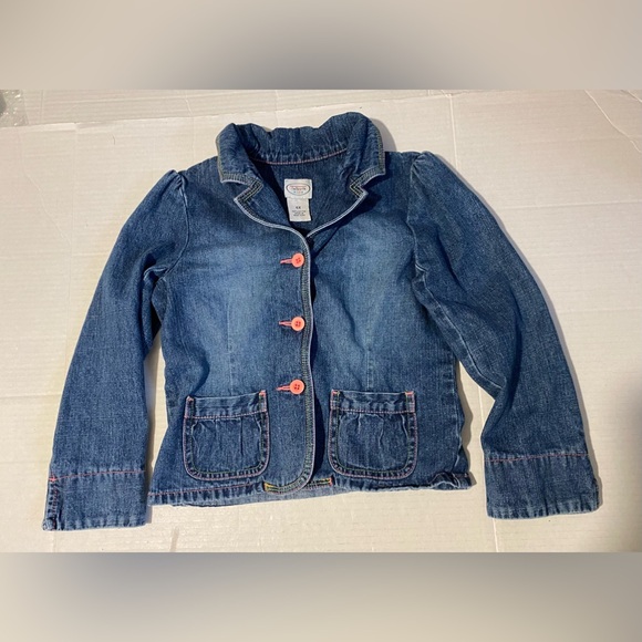Talbots Kids 6X girls blue denim pink button front jacket - Picture 1 of 7